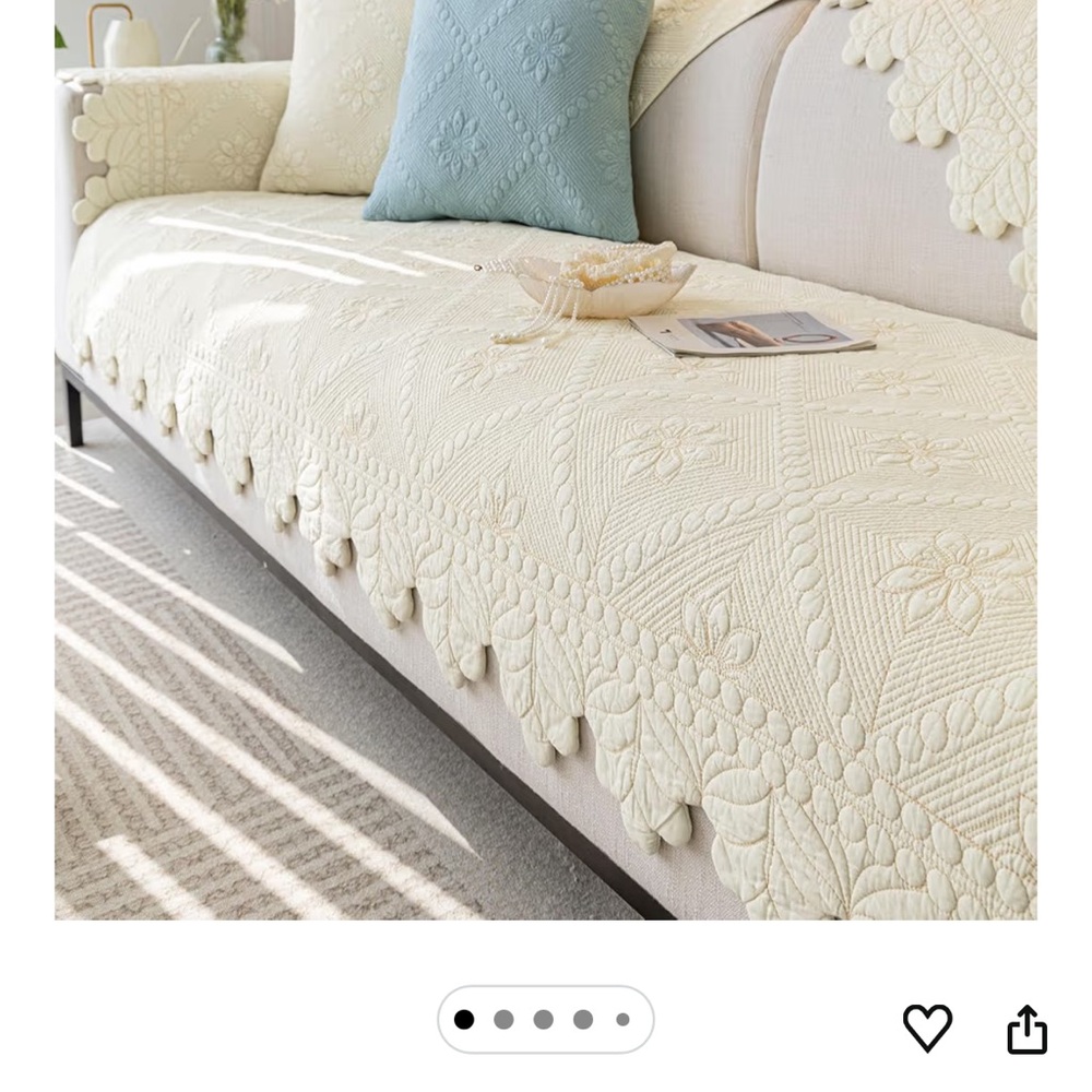 Farmhouse 100% Cotton Quilted Couch Sofa Cover Set Floral Embroidered Non-Slip - Picture 3 of 7